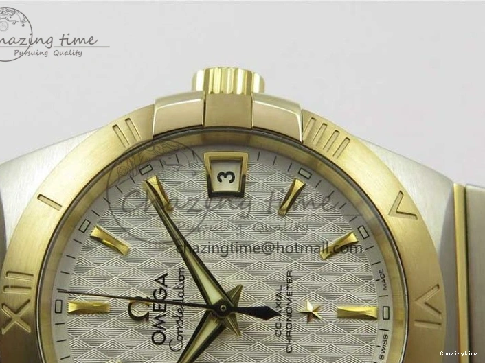 0303 Constellation 38mm SS YG VSF 1:1 Best Edition White Textured Dial on SS YG Bracelet A8500 Super Clone Upgraded 7922